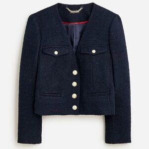 J. Crew 2023 Navy V-neck Lady Jacket in Maritime Tweed Size 00